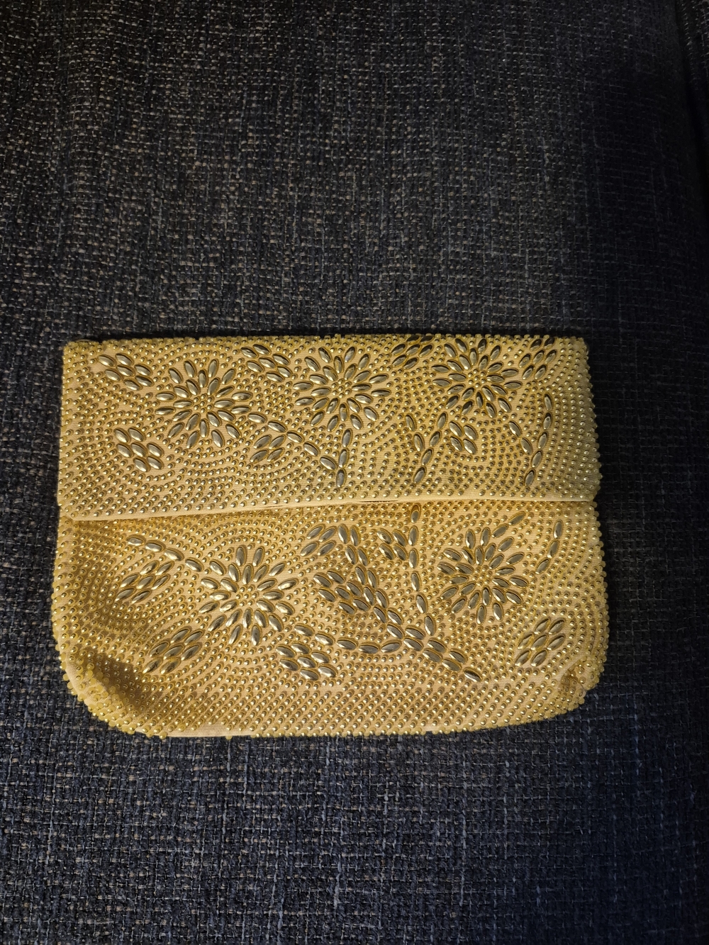 VINTAGE 1960s ADG Hand Beaded Floral Convertible Clutch Purse
